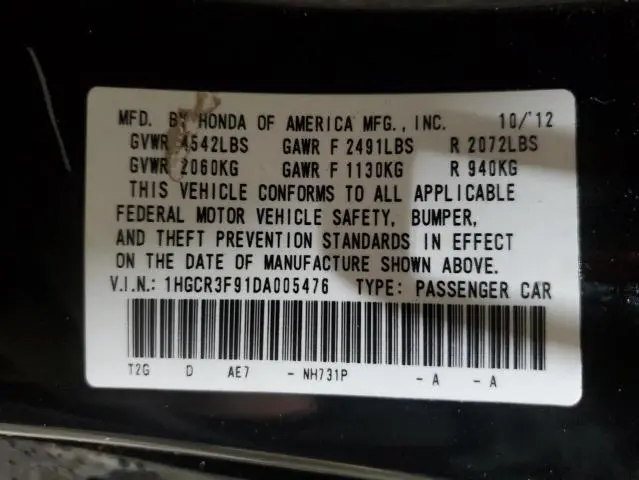 2013 HONDA ACCORD TOURING  