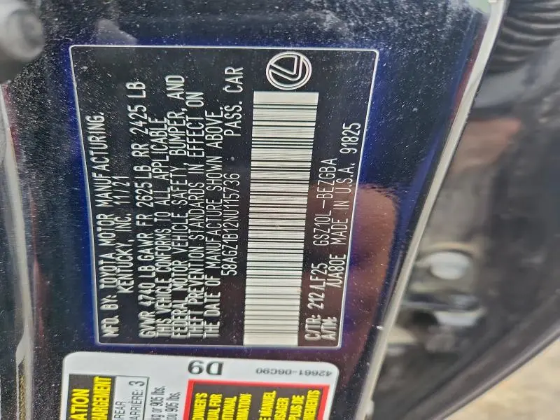 2022 LEXUS ES 350 BASE  