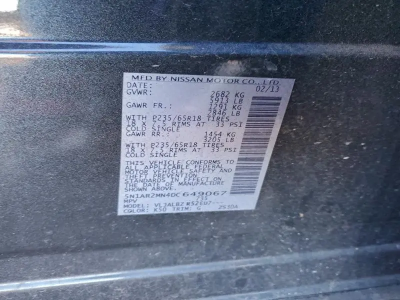 2013 NISSAN PATHFINDER S  