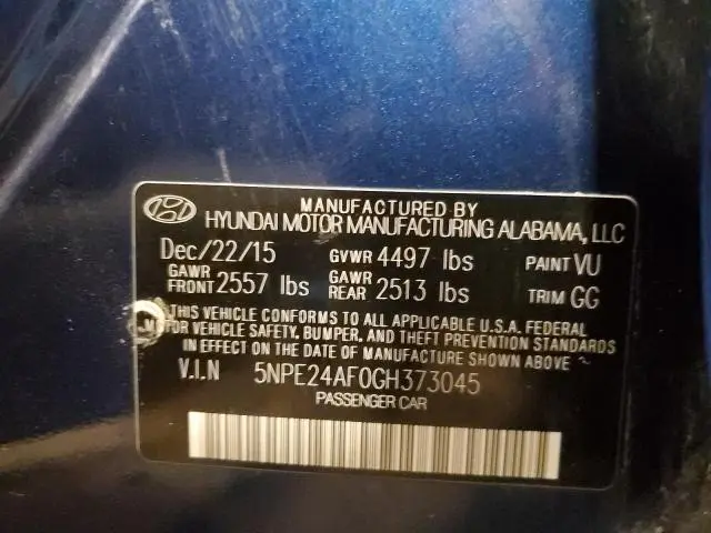 2016 HYUNDAI SONATA SE  