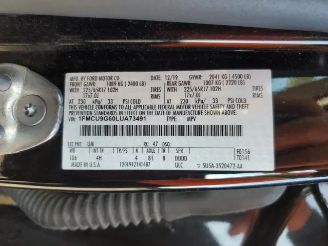 2020 FORD ESCAPE SE  