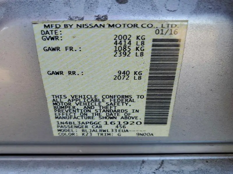 2016 NISSAN ALTIMA 3.5SL  