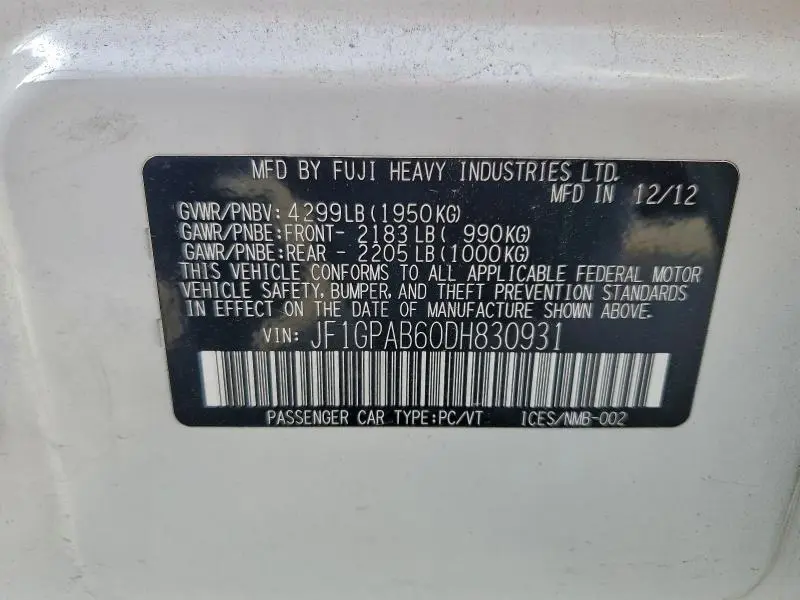 2013 SUBARU IMPREZA PREMIUM  