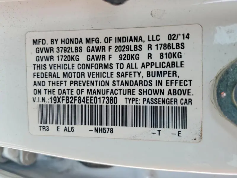2014 HONDA CIVIC EX  