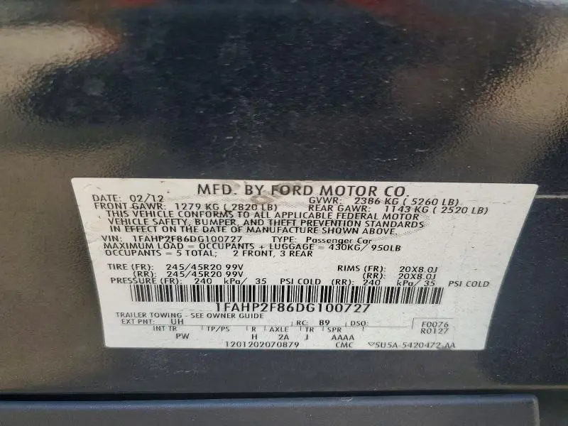2013 FORD TAURUS LIMITED  