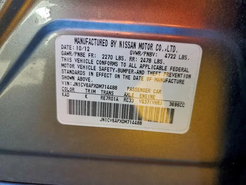 2013 INFINITI G37 BASE  