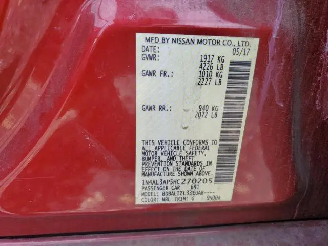 2017 NISSAN ALTIMA 2.5  