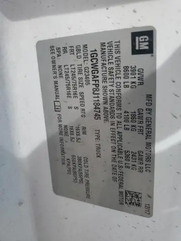 2018 CHEVROLET EXPRESS G2500   