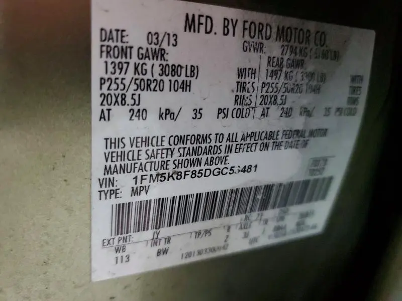 2013 FORD EXPLORER LIMITED  