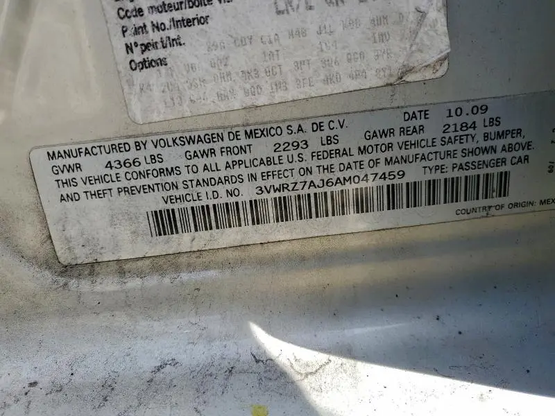 2010 VOLKSWAGEN JETTA SE  