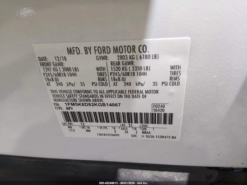 2019 FORD EXPLORER XLT