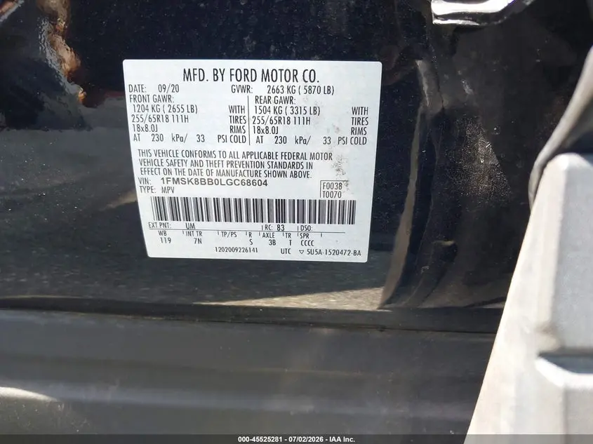 2020 FORD EXPLORER  