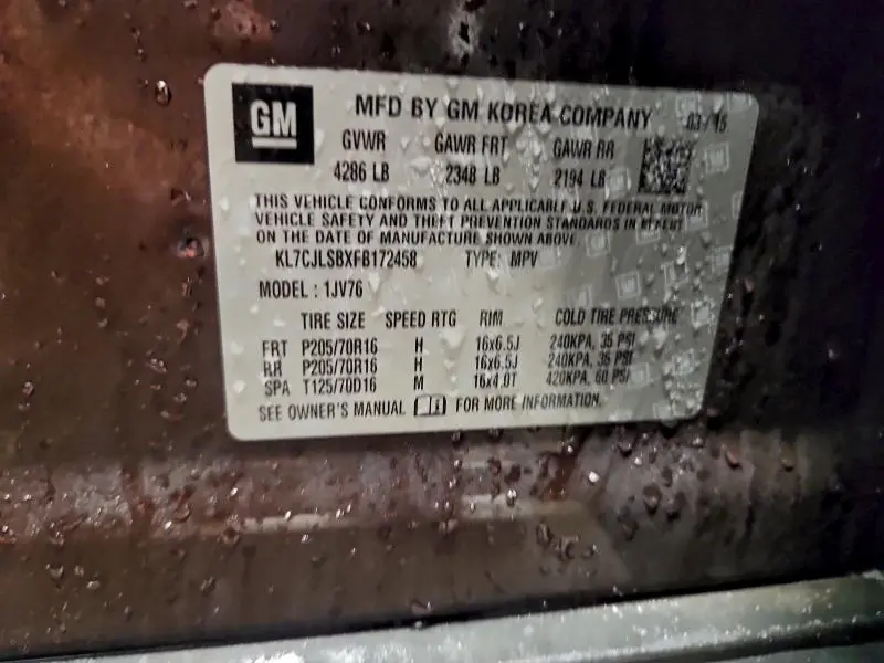 2015 CHEVROLET TRAX 1LT  