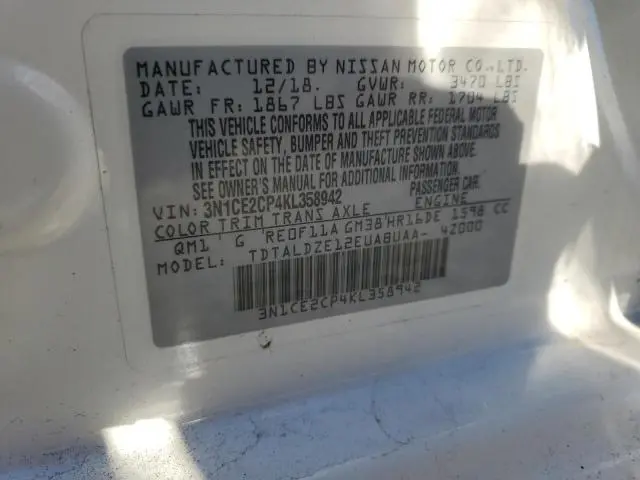 2019 NISSAN VERSA NOTE S  