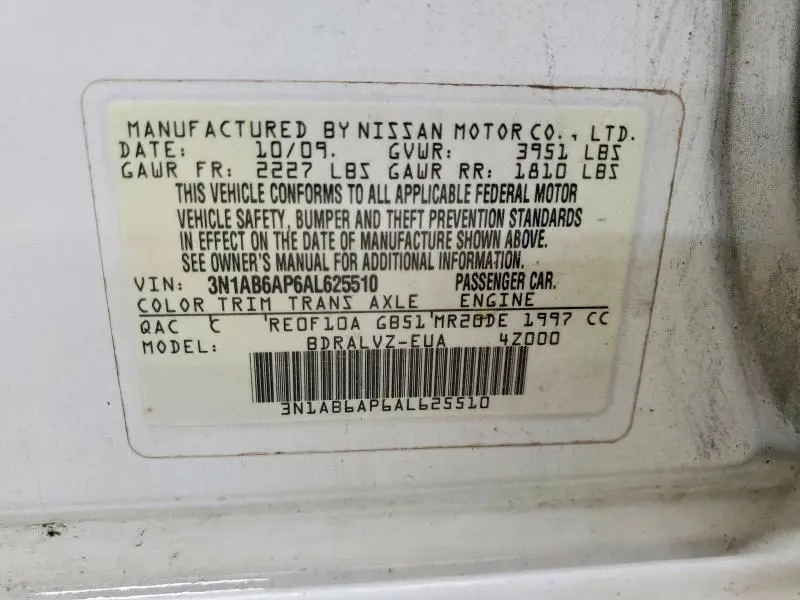 2010 NISSAN SENTRA 2.0  
