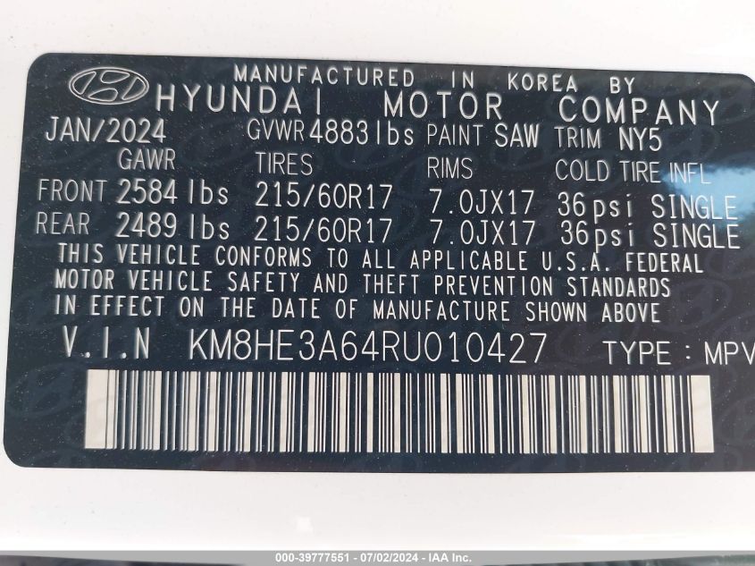 2024 HYUNDAI KONA ELECTRIC LIMITED