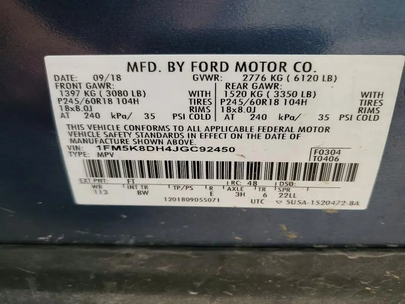 2018 FORD EXPLORER XLT  