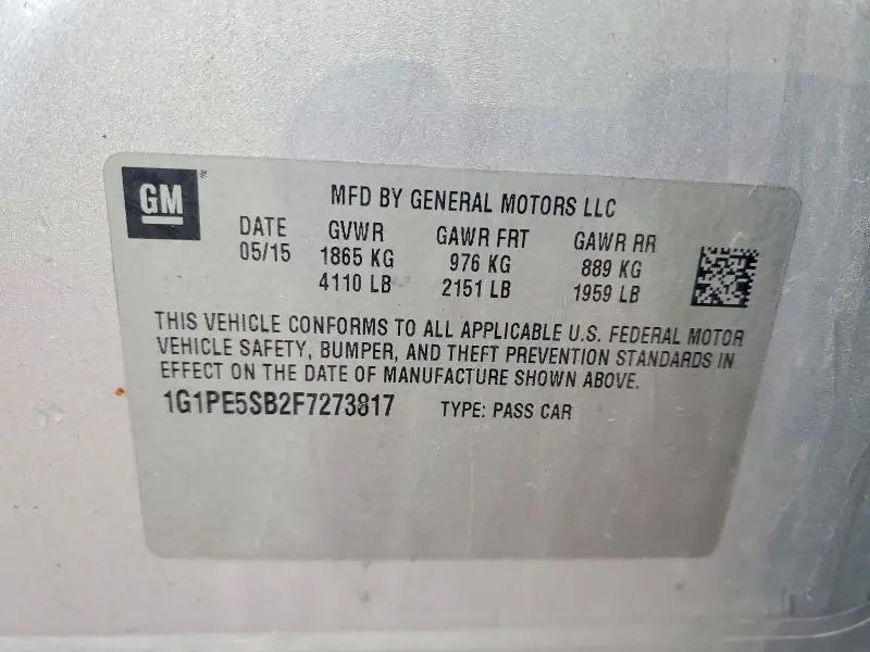 2015 CHEVROLET CRUZE LT  