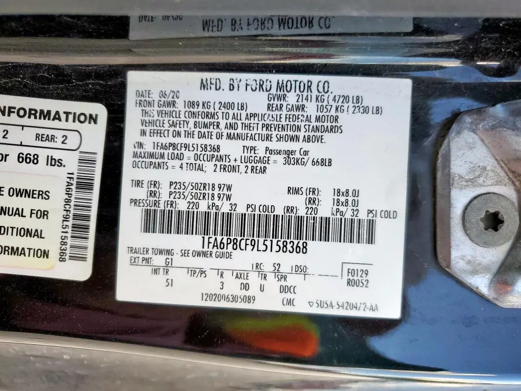 2020 FORD MUSTANG GT  