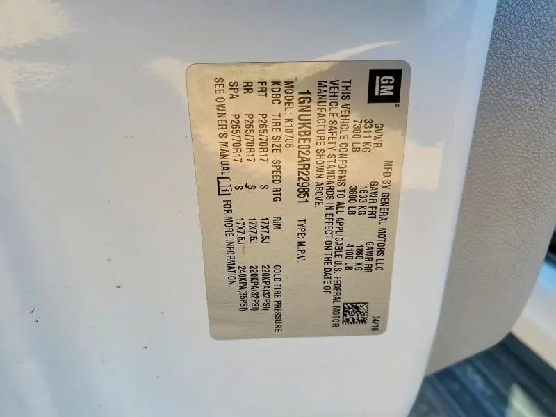 2010 CHEVROLET TAHOE K1500 LT  