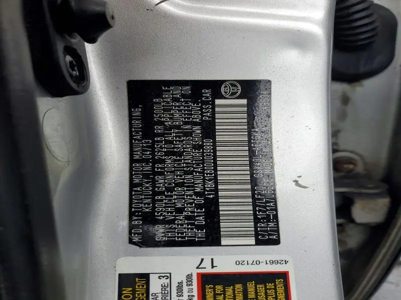 2013 TOYOTA AVALON BASE  