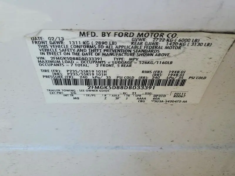 2013 FORD FLEX LIMITED  