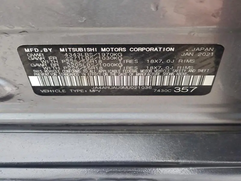 2021 MITSUBISHI OUTLANDER SPORT ES  