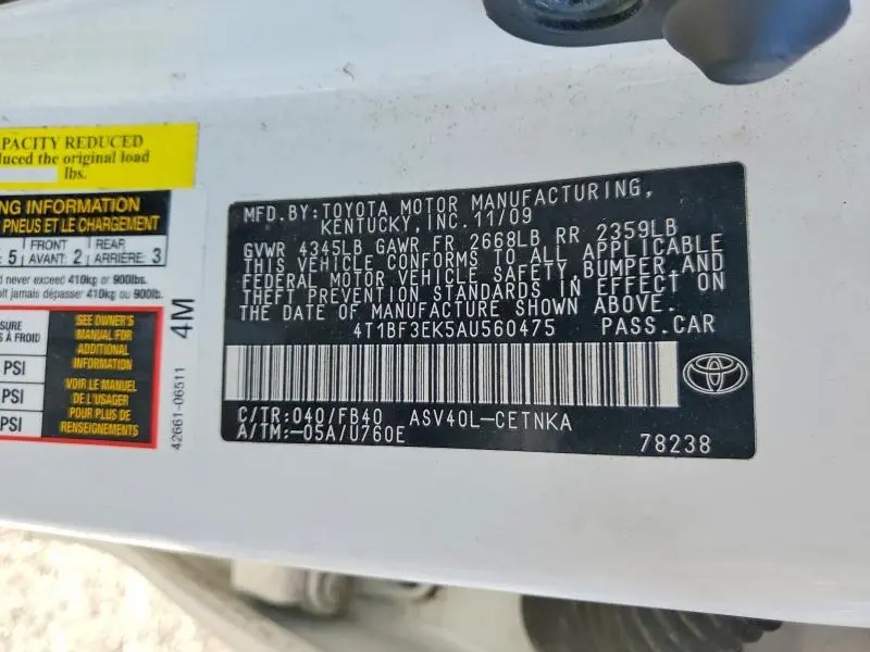 2010 TOYOTA CAMRY BASE  