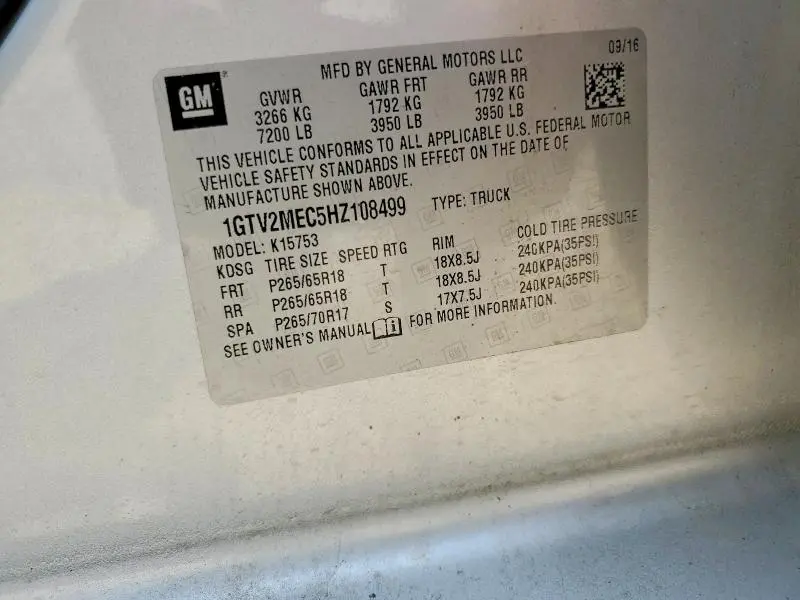 2017 GMC SIERRA K1500 SLE  