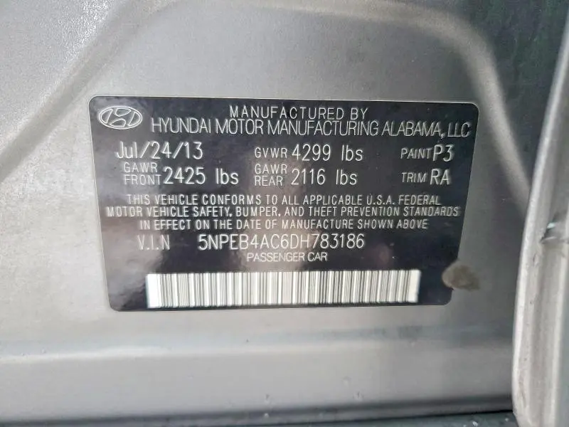 2013 HYUNDAI SONATA GLS  