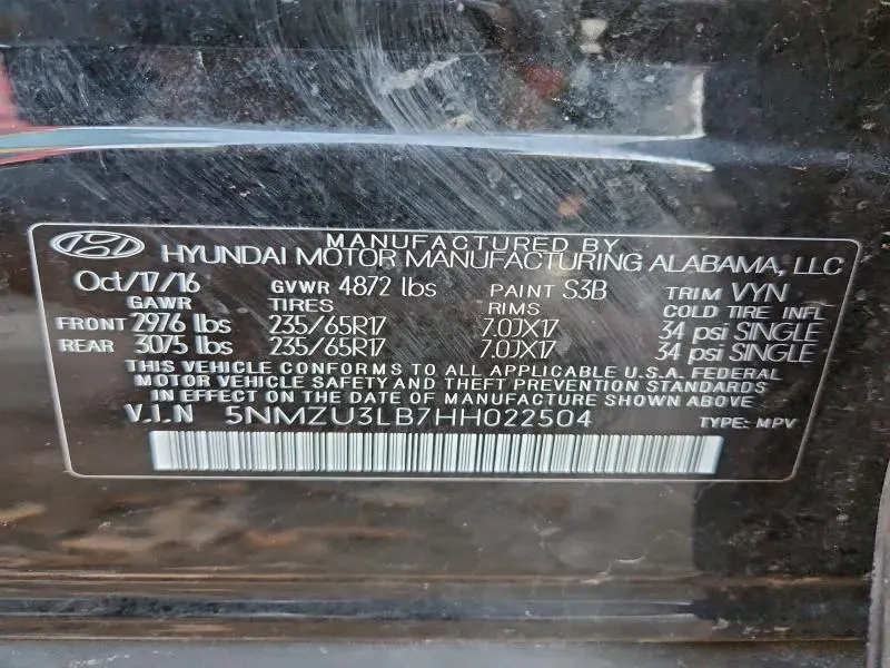 2017 HYUNDAI SANTA FE SPORT   