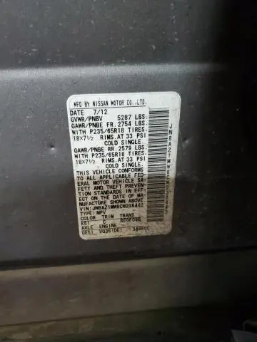 2012 NISSAN MURANO S  