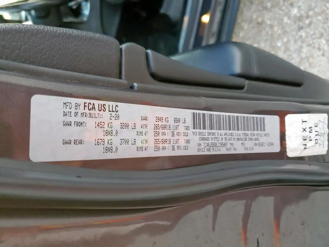 2020 JEEP GRAND CHEROKEE LIMITED  