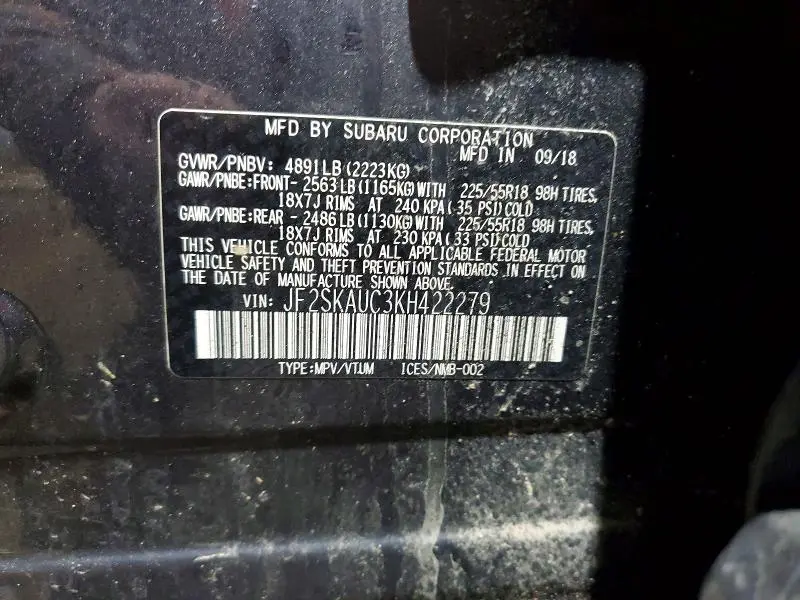 2019 SUBARU FORESTER LIMITED  