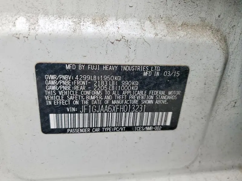 2015 SUBARU IMPREZA   