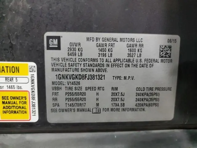 2015 CHEVROLET TRAVERSE LT  