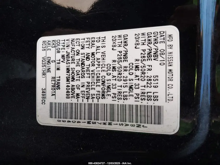 2011 INFINITI FX35  