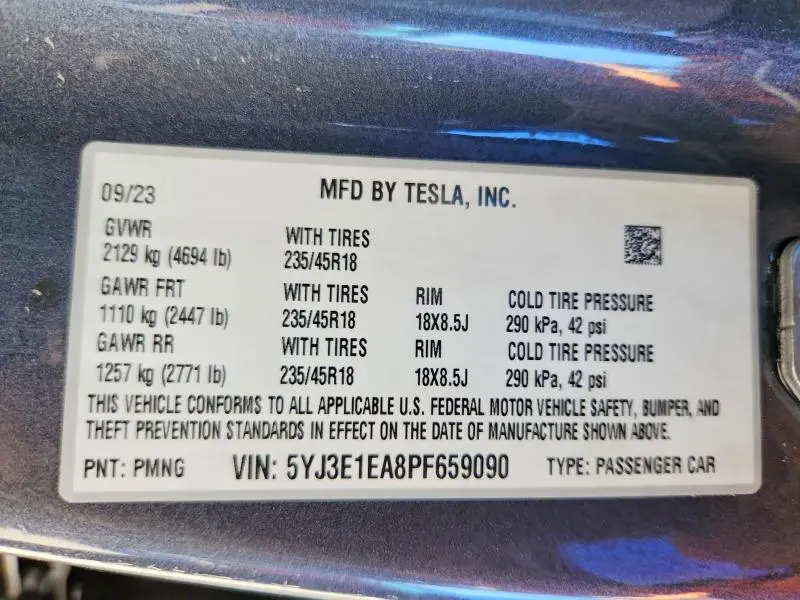 2023 TESLA MODEL 3   