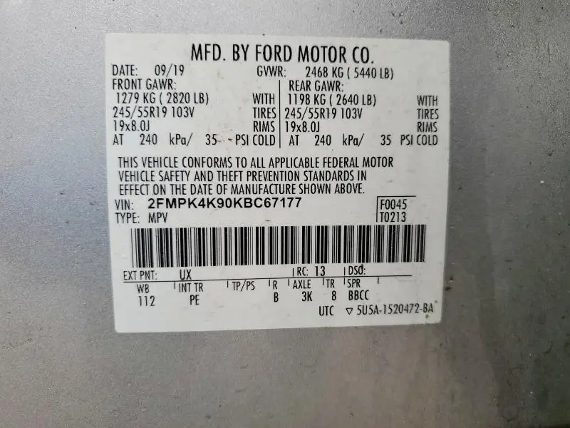 2019 FORD EDGE TITANIUM  