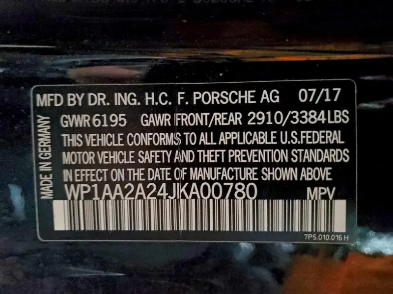 2018 PORSCHE CAYENNE   