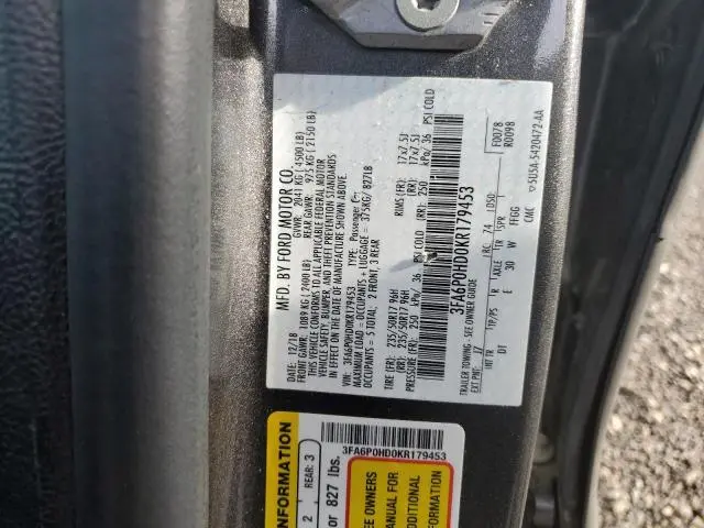 2019 FORD FUSION SE  