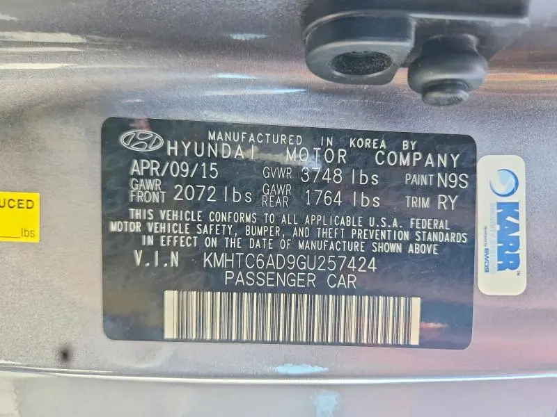 2016 HYUNDAI VELOSTER BASE  