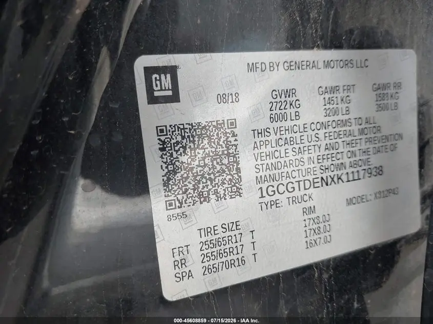 2019 CHEVROLET COLORADO Z71