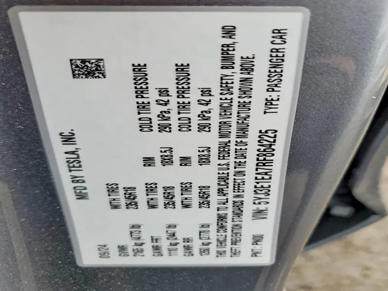 2024 TESLA MODEL 3   