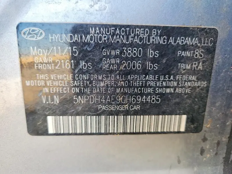 2016 HYUNDAI ELANTRA SE  