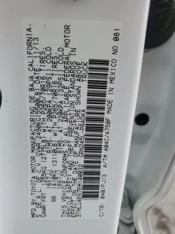 2014 TOYOTA TACOMA DOUBLE CAB  