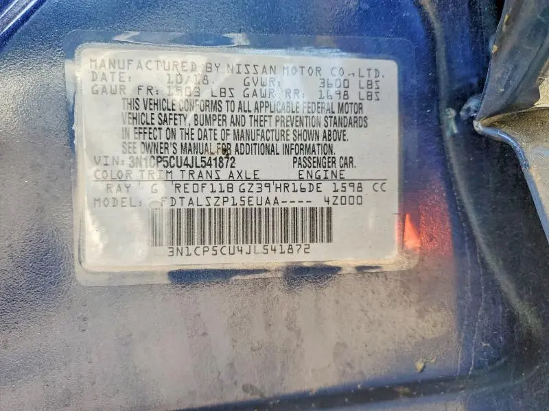 2018 NISSAN KICKS SV  