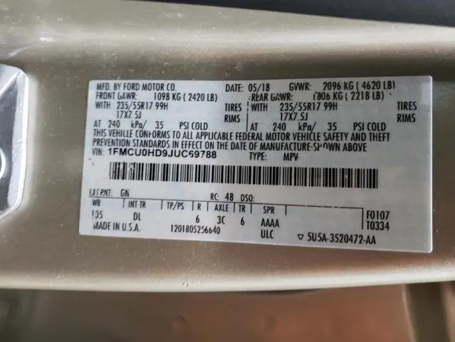 2018 FORD ESCAPE SEL