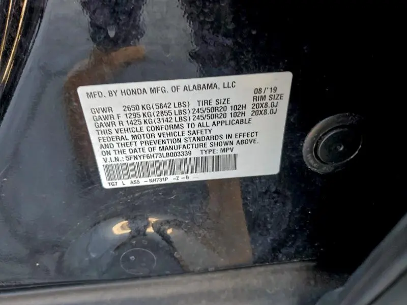 2020 HONDA PILOT BLACK  