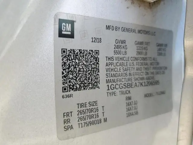 2019 CHEVROLET COLORADO   